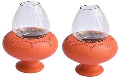 OUR RURAL Earthenware (Pack of 2) Table Diya(Height: 2.7 inch)