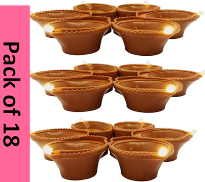 Sajo Fashion water sensor diya set pack of 18 Plastic (Pack of 18) Table Diya Set(Height: 2 inch)