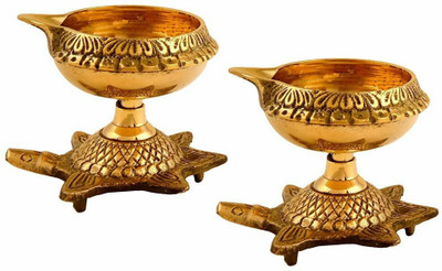 NAVYAKSH 2 Turtle Diya Brass, Copper (Pack of 2) Table Diya Set(Height: 1.5 inch)