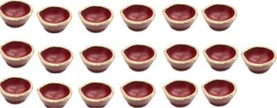 SOMUDEE Pottery (Pack of 19) Table Diya Set(Height: 1 inch)