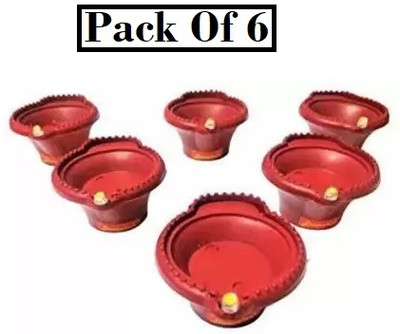 Jantrex Water Sensor Eco-Friendly Led Diya Ambient Lights Battery For Home Decor(6 Diya) Plastic (Pack of 6) Table Diya Set(Height: 3 inch)