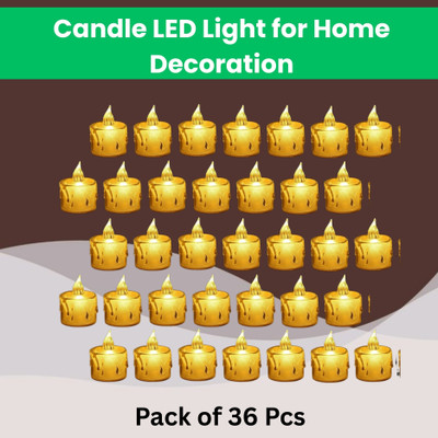 YAROH LED Candle Lights, LED Flameless Crystal Tea Candles Light For Diwali DécorZE147 Plastic (Pack of 36) Table Diya Set(Height: 2 inch)