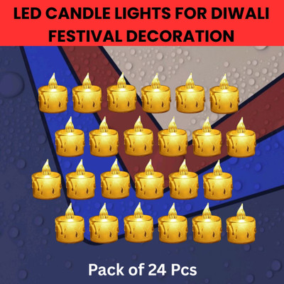 Clairbell LED Candle Lights, LED Flameless Crystal Tea Candles Light For Diwali DécorQ376 Plastic (Pack of 24) Table Diya Set(Height: 2 inch)
