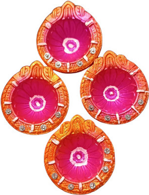 icrafto Clay Diya 10 Earthenware (Pack of 4) Table Diya Set(Height: 2 inch)