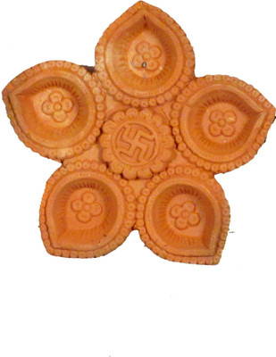 SUNINOW Terracotta Table Diya(Height: 5.1 inch)