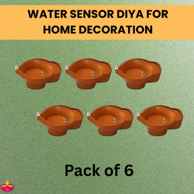 Guggu LED Water Diya & Water Sensor Diya for Diwali Festival Home & Office Décor_6A439 Plastic (Pack of 6) Table Diya Set(Height: 2 inch)