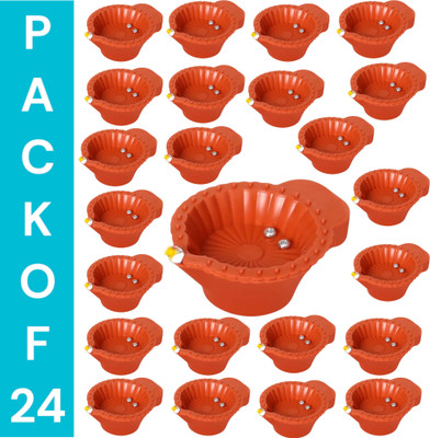 LeafBlu Water Sensor Reusable Led Diyas for Home Decor,Festivals Decoration Diwali Light Plastic (Pack of 24) Table Diya(Height: 1.5 inch)