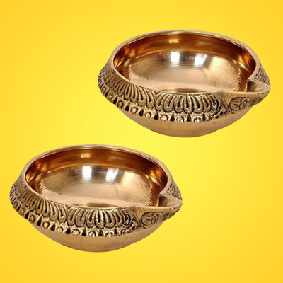 SBBCO Brass ghee diya for home puja / Diwali / Daily Puja / Akhand jyoti For Navratri Brass (Pack of 2) Table Diya Set(Height: 0.8 inch)