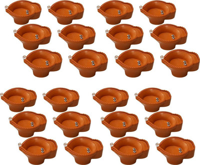 Raga Plus Water Sensor Brown Real Diya, Lighten Up When Fill with Water Plastic (Pack of 24) Table Diya Set(Height: 2 inch)