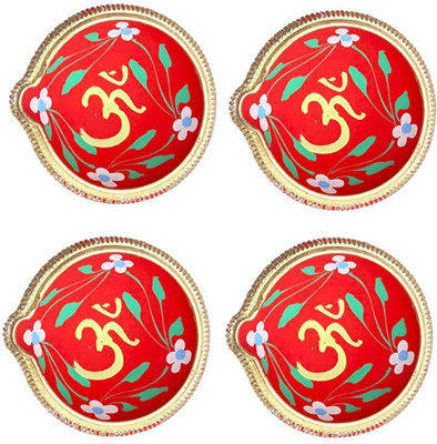 Togline Earthenware (Pack of 4) Table Diya(Height: 3 inch)