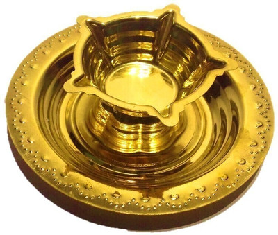 w3rocks 5 Face Large Brass Table Diya(Height: 1.5 inch)