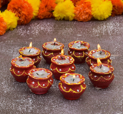 PRIDE STORE Terracotta (Pack of 10) Table Diya Set(Height: 2 inch)