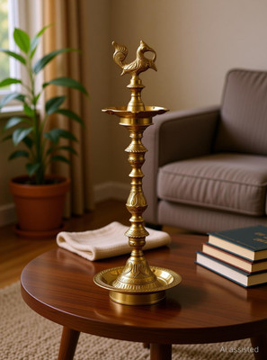 KJH Brass Table Diya(Height: 24 inch)