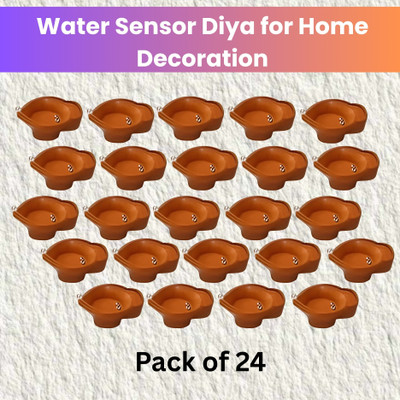 SACRO Water Sensor Diya, Electric LED Diyas for Diwali & Office Décor Pack of 24 Q127 Plastic (Pack of 24) Table Diya Set(Height: 2 inch)