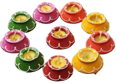 Puff Smart Terracotta (Pack of 10) Table Diya Set(Height: 1.5 inch)