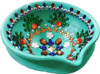 KRITY Terracotta (Pack of 2) Table Diya Set(Height: 2.3 inch)