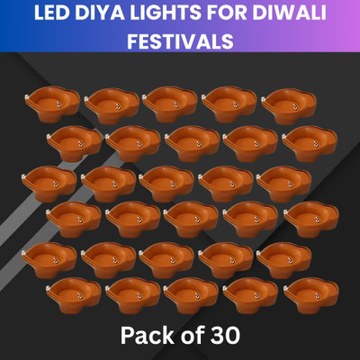 SACRO Water Sensor Diya LED Water Diyas for Diwali Home & Office Décor Pack of 30 A94 Plastic (Pack of 30) Table Diya Set(Height: 2 inch)