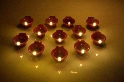 NEUTON eDiyas Water Sensor Brown Real eDiya Plastic (Pack of 6) Hanging Diya Set(Height: 1 inch)