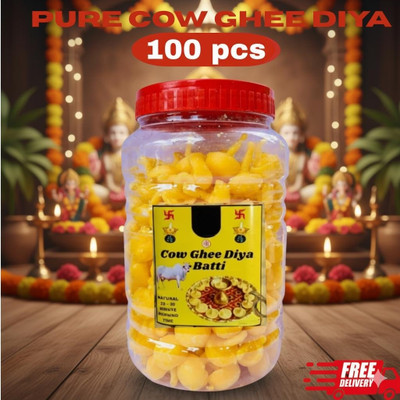 JOGYA Ghee diya Batti 100 pcs Set for Puja Handmade Pooja Jyot Batti for Aarti Cotton Table Diya Set(Height: 1 inch)