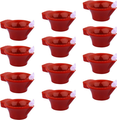 Triangle Ant ™ED Diya Battery Operated Golden Yellow LED Light Pack of 6 with Extra 12 Pcs Plastic (Pack of 12) Table Diya Set(Height: 2 inch)