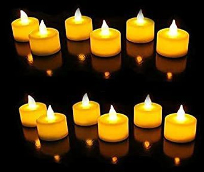 insew LED Diya Tea Light Diya/Deepak/LED Light/LED Tea Light Candle-3.6 cm, Yellow Plastic (Pack of 6) Table Diya Set(Height: 3 inch)