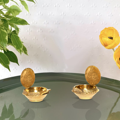 SIDDYAZH Brass (Pack of 2) Table Diya Set(Height: 1.5 inch)