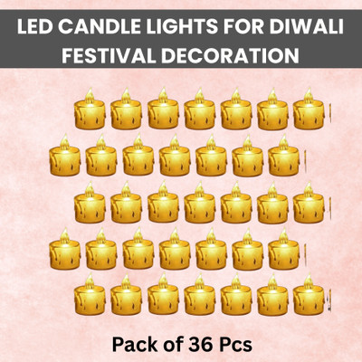 YAROH LED Candle Lights, LED Flameless Crystal Tea Candles Light For Diwali DécorZE180 Plastic (Pack of 36) Table Diya Set(Height: 2 inch)