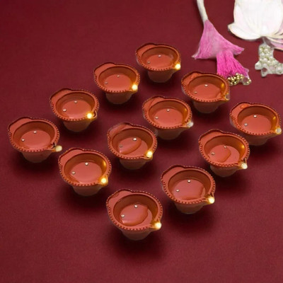 3BAAN Plastic (Pack of 12) Table Diya Set(Height: 4 inch)