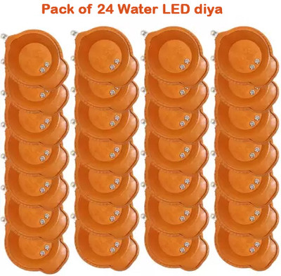 ZURU BUNCH 24PK Diwali light battery Operated Smokeless Water Sensor Led Diya Plastic (Pack of 24) Table Diya Set(Height: 1.3 inch)