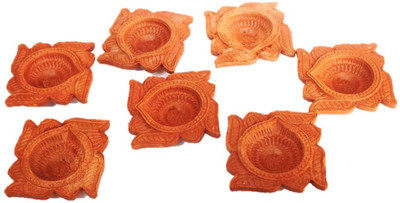 The Potter Terracotta (Pack of 6) Table Diya Set(Height: 2 inch)