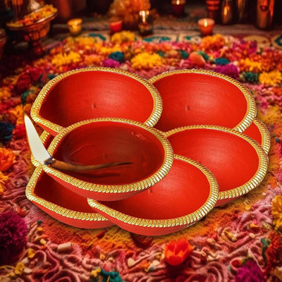 Somadev Earthenware (Pack of 11) Table Diya(Height: 3.5 inch)