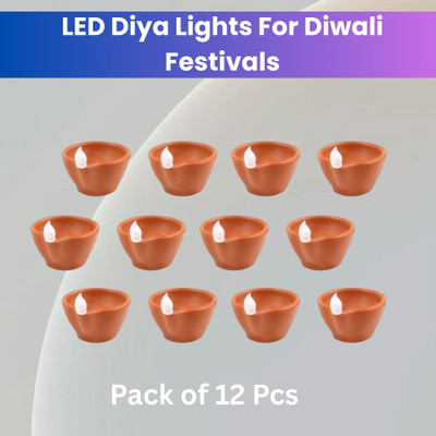 Clairbell LED Water Diya, Water Sensor Diya for Diwali Festival Home & Office DécorW386 Plastic (Pack of 12) Table Diya Set(Height: 2 inch)