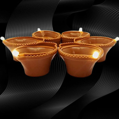MYSA STORE Plastic (Pack of 6) Table Diya Set(Height: 3 inch)