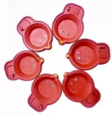 PKG Traditional LED Water Sensor Diya ,Temple ,Office ,Home ,Diwali Decoration 1112 Plastic (Pack of 6) Table Diya Set(Height: 5 inch)