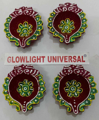 GLOWLIGHT UNIVERSAL Earthenware (Pack of 4) Table Diya Set(Height: 5 inch)