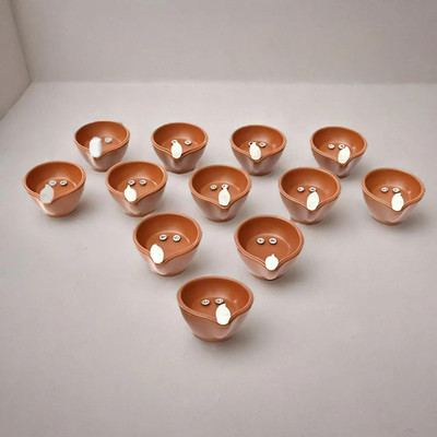 3BAAN A220Water Sensor Diya for Home Decoration Electric Flameless & Diya Lights Plastic (Pack of 12) Table Diya Set(Height: 4 inch)