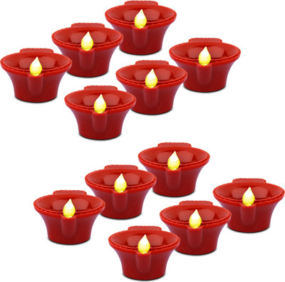Triangle Ant 12 Pcs LED Light Water Sensor Diya No electricity is required.Diya Plastic (Pack of 12) Table Diya(Height: 2 inch)