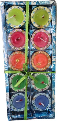 ShopSmart Small Wax Fill Handmade Diwali Decorative Diya Terracotta (Pack of 10) Table Diya Set(Height: 0.5 inch)