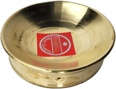 Hatekhori Sandhya Pradeep - Traditional Indian Oil Lamp for Home Decor and Rituals Brass Table Diya(Height: 2 inch)