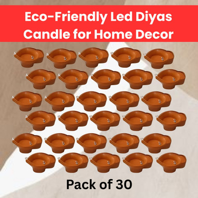 SACRO Water Sensor Diya LED Water Diyas for Diwali Home & Office Décor Pack of 30 C171 Plastic (Pack of 30) Table Diya Set(Height: 2 inch)