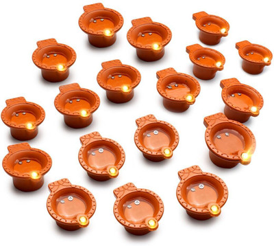 Ryme Water Sensor Led Diyas E-Diya Last for 15 Hours Plastic (Pack of 18) Table Diya(Height: 1 inch)