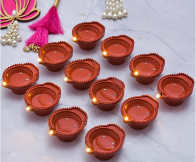IGNITO Plastic (Pack of 6) Table Diya Set(Height: 1.5 inch)