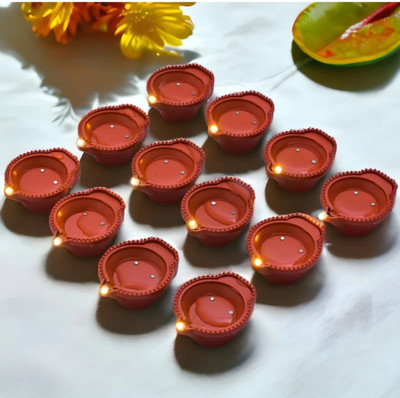 ss creation Water sensor diya Plastic (Pack of 6) Table Diya(Height: 2 inch)