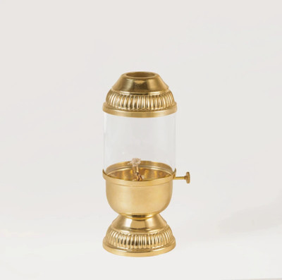 ALL.NATION.IMPEX Akhand jyoti diya with glass cover / Heatproof Brass Table Diya(Height: 6 inch)