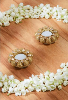 Artistic Resin Creation Polyresin (Pack of 2) Table Diya Set(Height: 1.5 inch)