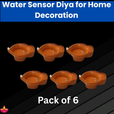 YAROH LED Water Diya & Water Sensor Diya for Diwali Festival Home & Office Décor_6S8 Plastic (Pack of 6) Table Diya Set(Height: 2 inch)