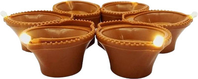 MRIDIKA Water Sensor Diya Set: 1 Plastic (Pack of 6) Table Diya Set(Height: 4 inch)