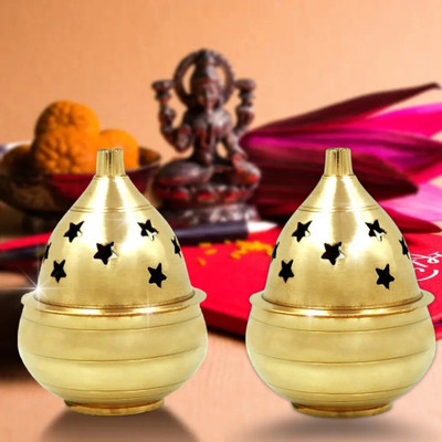 DARIDRA BHANJAN Brass (Pack of 2) Table Diya Set(Height: 2 inch)