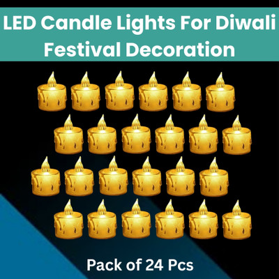 Clairbell LED Candle Lights, LED Flameless Crystal Tea Candles Light For Diwali DécorE477 Plastic (Pack of 24) Table Diya Set(Height: 2 inch)