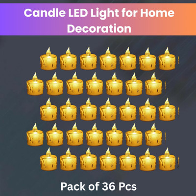 Frony LED Candle Lights, LED Flameless Crystal Tea Candles Light For Diwali DécorZW224 Plastic (Pack of 36) Table Diya Set(Height: 2 inch)